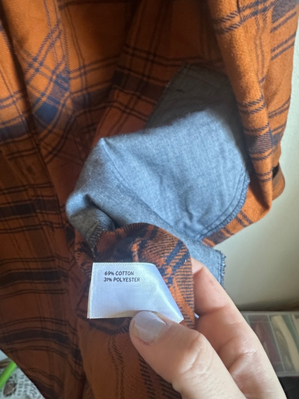 Women's Plaid Long Shacket - Orange - Picture 3 of 7